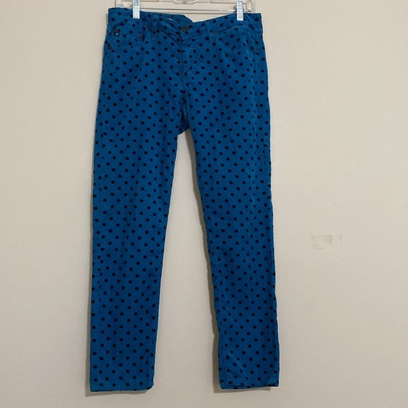 AG the Stevie Blue Polka Dot Pants corduroy women 29R slim straight Y2K retro - Picture 11 of 12